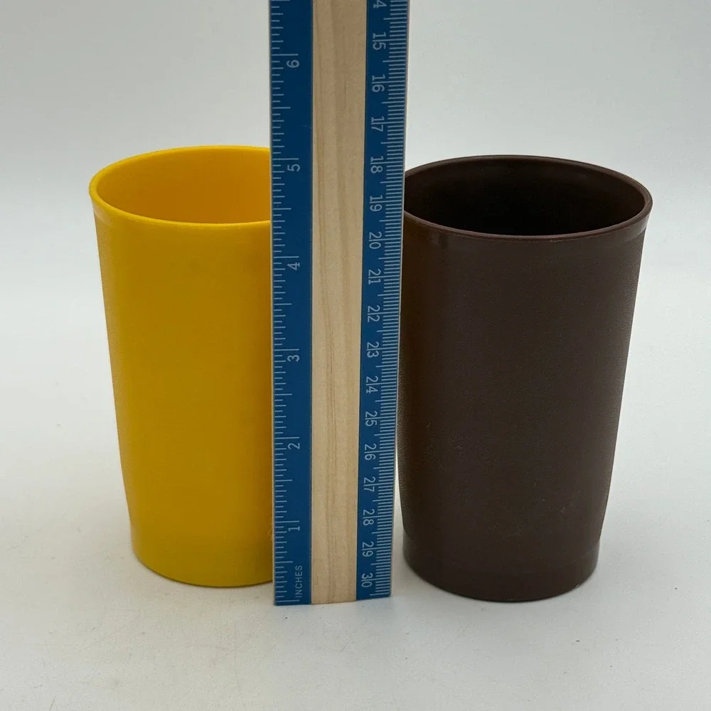 Vintage Tupperware Tumblers Set of 6 Harvest Colors Orange Yellow Green Brown